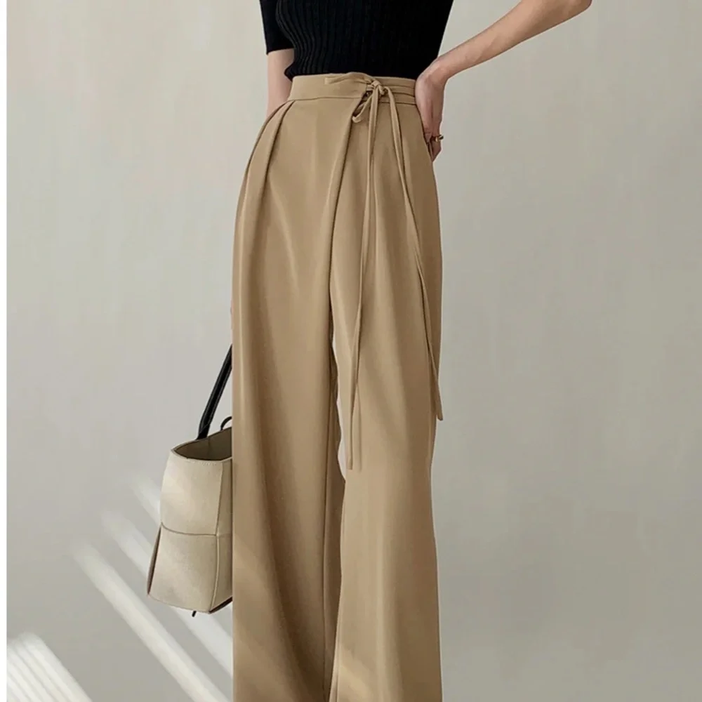 Commense Tie Waist Flowy Wide Leg Dress Pants - Picture 4 of 4